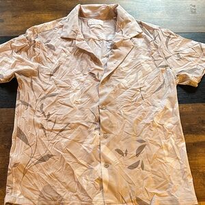 Floral Beige Button Down Shirt